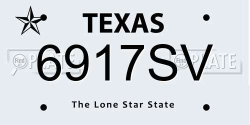 6917SV Texas License Plate