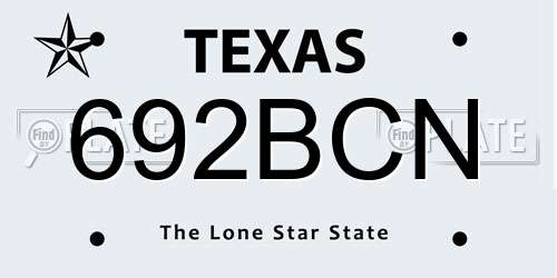 692BCN Texas License Plate