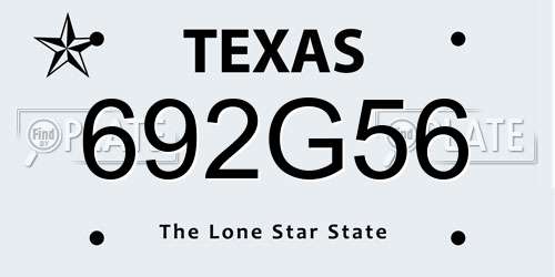 692G56 Texas License Plate