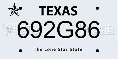 692G86 Texas License Plate