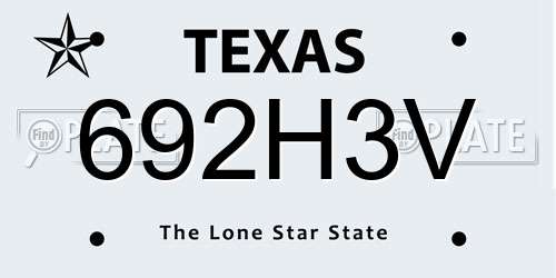 692H3V Texas License Plate