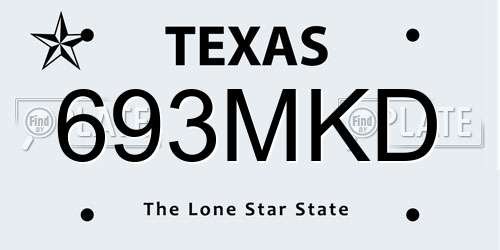 693MKD Texas License Plate