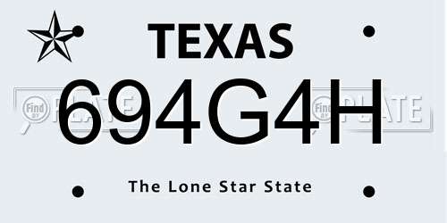 694G4H Texas License Plate