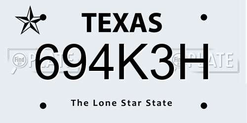 694K3H Texas License Plate