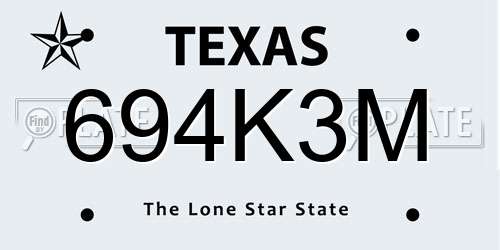 694K3M Texas License Plate