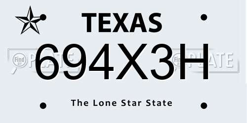 694X3H Texas License Plate
