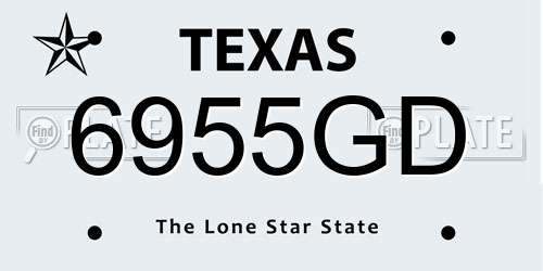 6955GD Texas License Plate