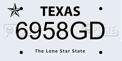 6958GD Texas License Plate