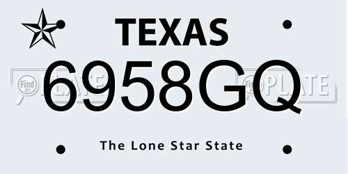 6958GQ Texas License Plate