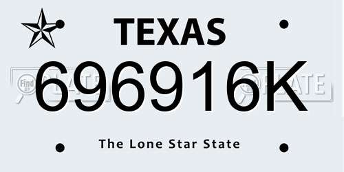 696916K Texas License Plate