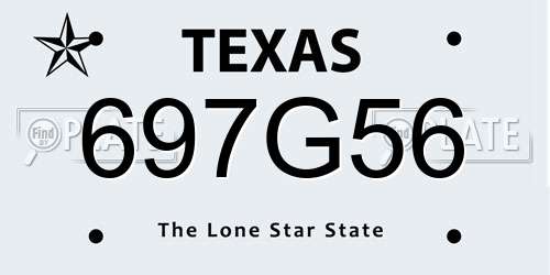 697G56 Texas License Plate