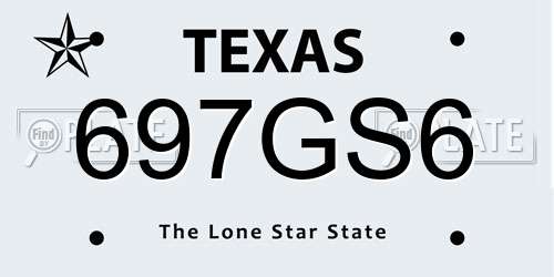 697GS6 Texas License Plate