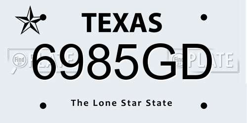 6985GD Texas License Plate