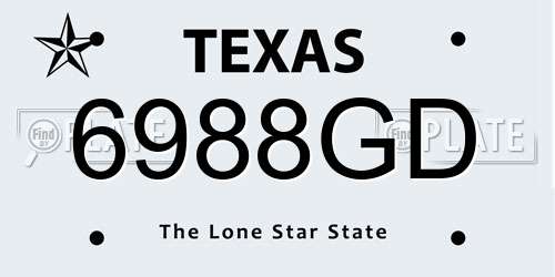 6988GD Texas License Plate