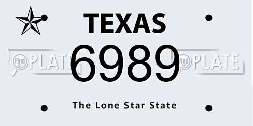 6989 Texas License Plate