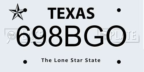 698BGO Texas License Plate