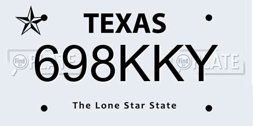 698KKY Texas License Plate