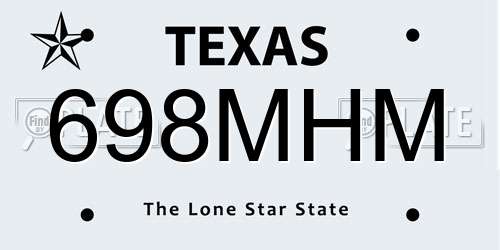 698MHM Texas License Plate