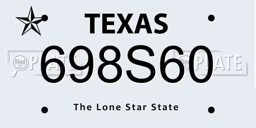 698S60 Texas License Plate