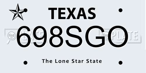 698SGO Texas License Plate