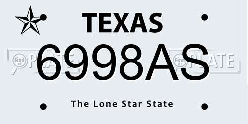 6998AS Texas License Plate