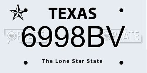 6998BV Texas License Plate