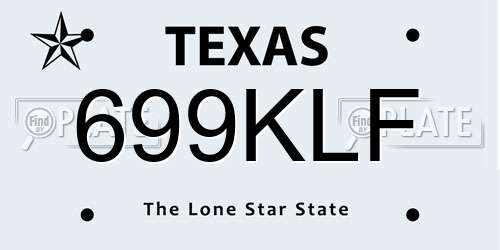 699KLF Texas License Plate