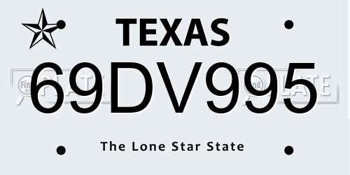 69DV995 Texas License Plate