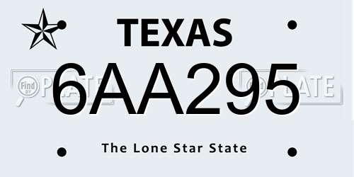 6AA295 Texas License Plate