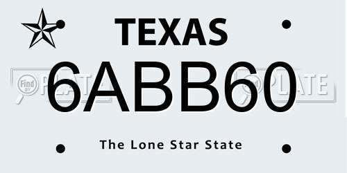 6ABB60 Texas License Plate