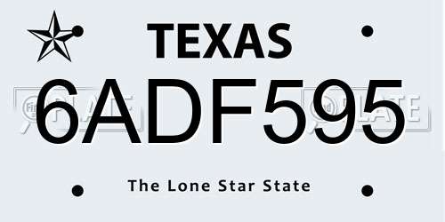 6ADF595 Texas License Plate