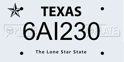6AI230 Texas License Plate