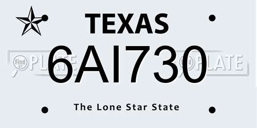 6AI730 Texas License Plate