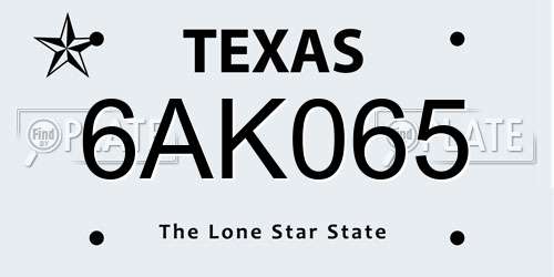 6AK065 Texas License Plate