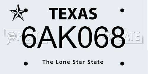 6AK068 Texas License Plate