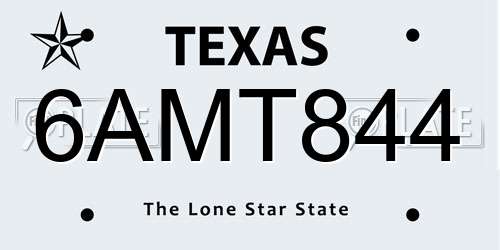6AMT844 Texas License Plate