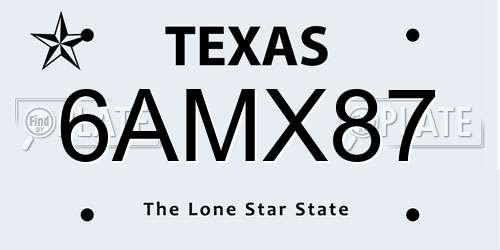 6AMX87 Texas License Plate
