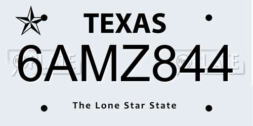 6AMZ844 Texas License Plate