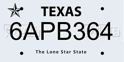 6APB364 Texas License Plate