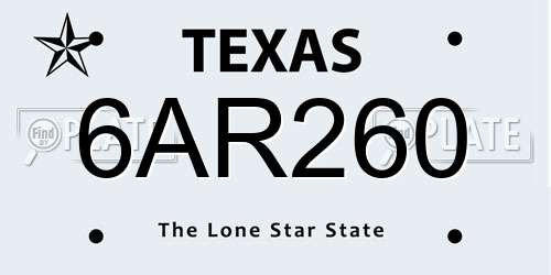 6AR260 Texas License Plate