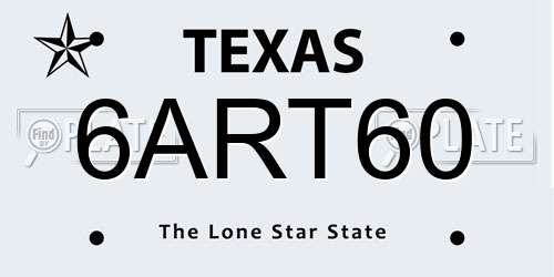 6ART60 Texas License Plate