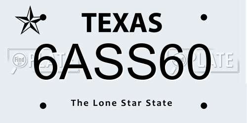6ASS60 Texas License Plate