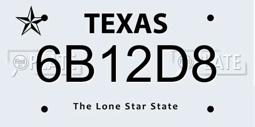 6B12D8 Texas License Plate
