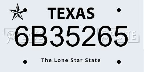 6B35265 Texas License Plate