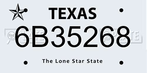 6B35268 Texas License Plate