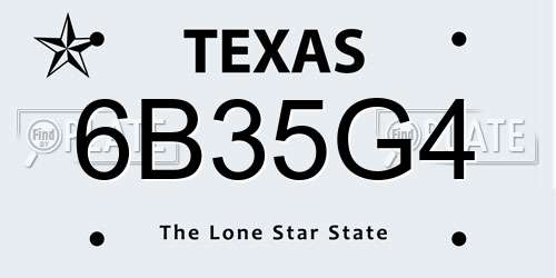 6B35G4 Texas License Plate