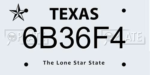 6B36F4 Texas License Plate