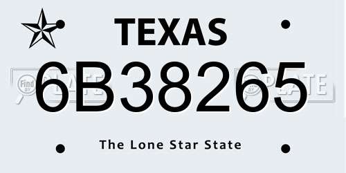 6B38265 Texas License Plate