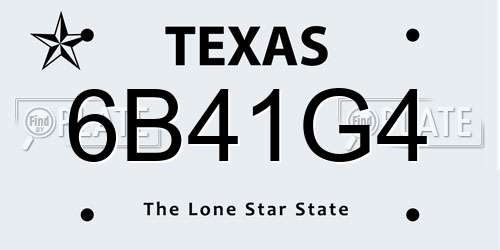 6B41G4 Texas License Plate