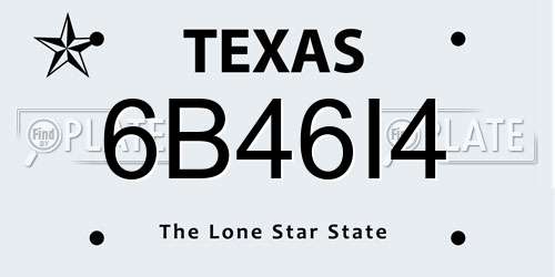6B46I4 Texas License Plate